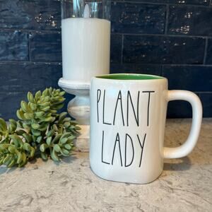 Rae Dunn PLANT LADY mug - White with Green Interior